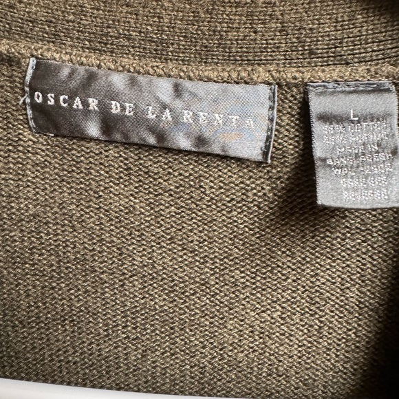 Oscar de la Renta Men’s Olive Green Knit Cardigan Sweater Size L - Picture 3 of 3